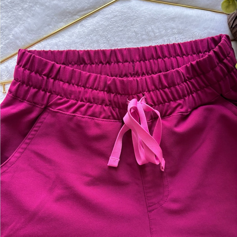 High Waisted Yola Scrub Pants || Dark Magenta || Figs - Picture 2 of 6